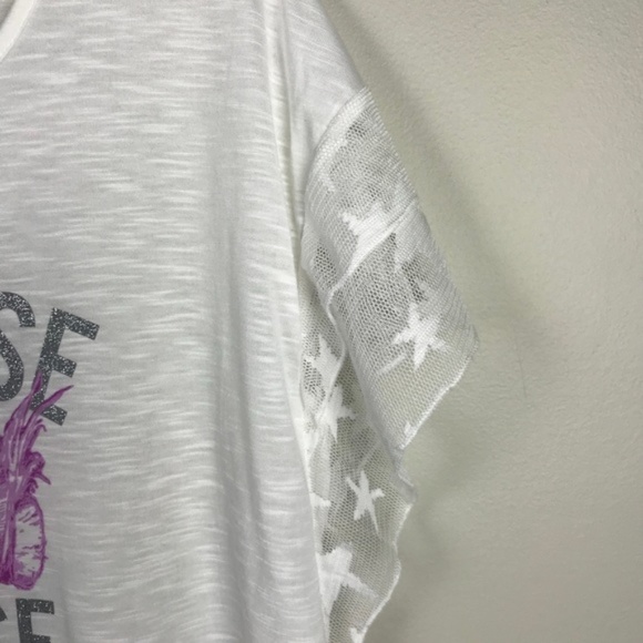 Save the planet graphic tee top lace sleeves XL - Picture 3 of 6